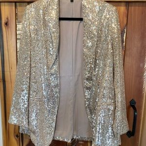 EXPRESS Champagne Sequin Boyfriend Blazer size L